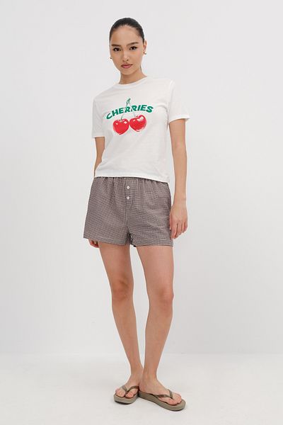 Addax Gingham Patterned Shorts Ş17389