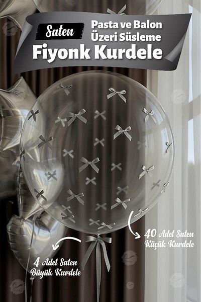 t tuğset etiket Bow Ribbon on Cake Balloon 4 Large Ribbon + 40 Small Ribbon-T1436-