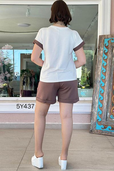 İnce Topuk Pocket Garnished Crystal Shorts Suit 5Y437