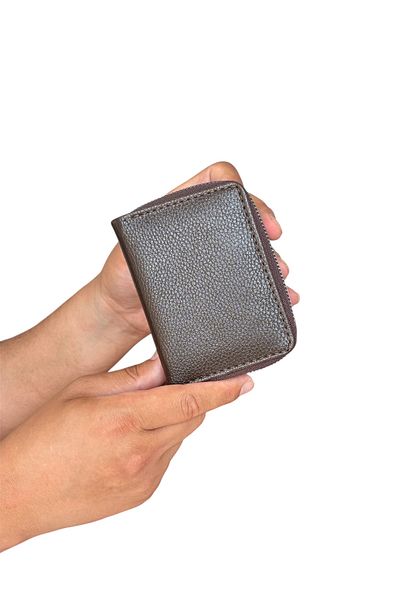 Tisaati Комплект от луксозен кожен портфейл с вертикален цип и държач за карти от серията Premium Special Boxed
