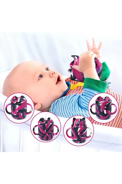 Lyasil Set of 4 Lyasil baby cups, silicone, black/purple/white, 14 x 14 cm