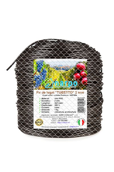 Narpo PVC plastic binding thread, TUBETTO, 2 mm, 320 meters, 1 kg, brown, very elastic, NRP004