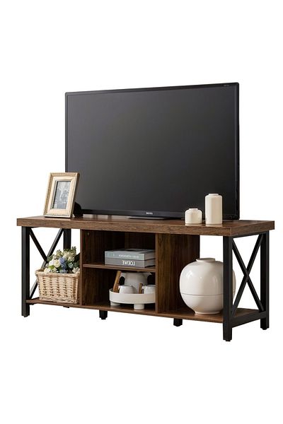 EqiEch TV Stand for up to 55" TVs, with Open Storage & Shelving, Metal Frame,50"x 14.96"x19.7"