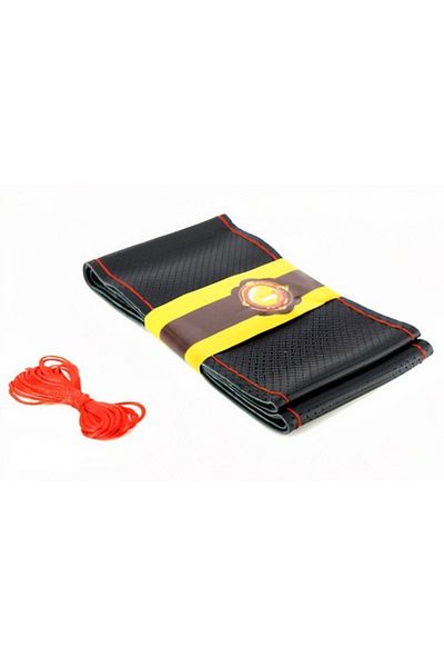 ideal STORE IdealStore steering wheel cover with needle and thread leather with holes size M Black color with red stitching, PREMIUM