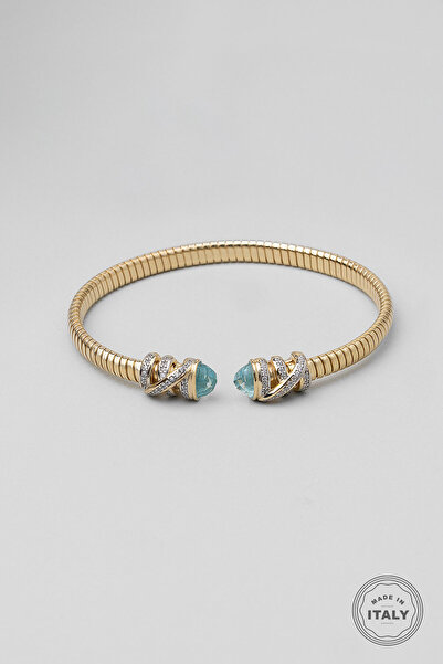 So CHIC... İtalyan Thalassa 18 Ayar Sarı Altın Kaplama Gümüş Kelepçe Bileklik