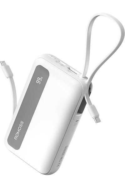 Romoss Power Bank 10000mAh,W. 22.5W wired fast charging, 4 output ports. iPhone 12-16, Android,