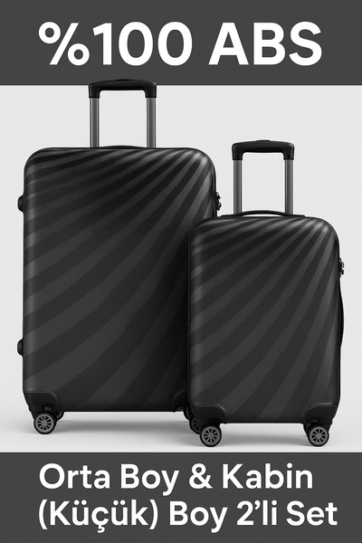 Wexta Valiz Wx-300 Siyah Orta Kabin 2'li Set