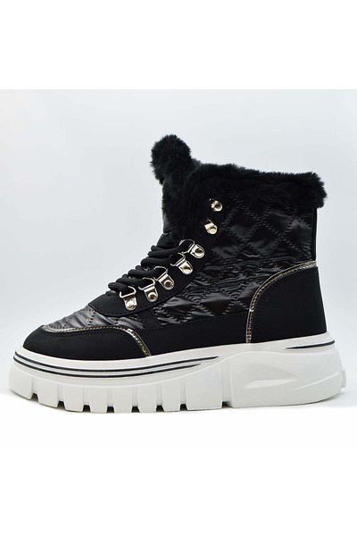 MBrands Ghete de damă HI Tops, confecționate din material impermeabil lucios, căptușite cu blană, mărimea 40