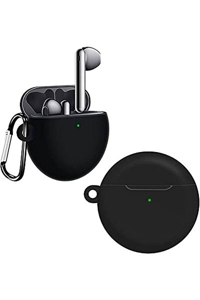 THD Case compatible with Huawei FreeBuds 4 wireless headphones, black color with hook