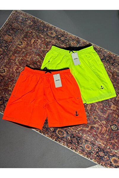 pandy 2'li Cep Fermuarlı Astarlı Renkli Deniz Şortu