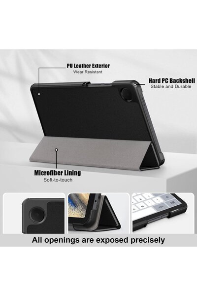 G Golden Case Samsung Galaxy Tab A9 8.7 inch tablet case made of eco-leather with sleep/wake function, black