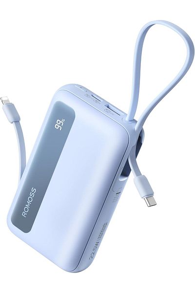 Romoss Power Bank 10000mAh, B.22.5W wired fast charging, 4 output ports. iPhone 12-16, Android,