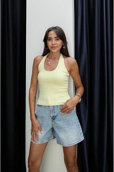 Havoş Light Yellow Halterneck Ribbed Undershirt