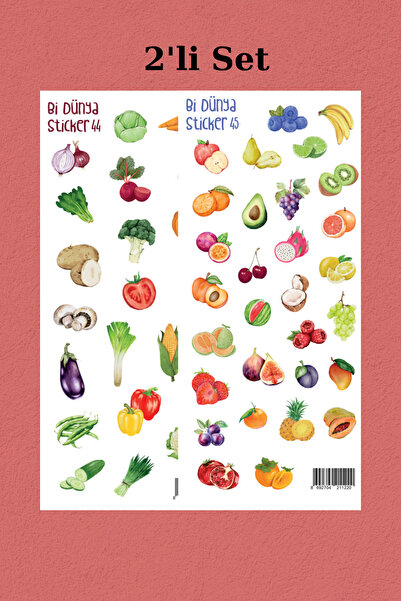 Bi Dünya Haber Meyve-Sebze Temalı 2'li Sticker Seti