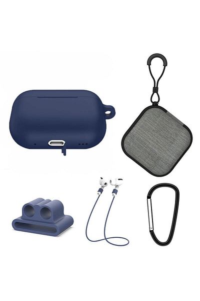 THD Extended 5-in-1 set for protecting Apple Airpods Pro 2nd generation headphones, dark blue