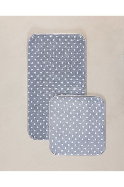 Madame Coco Brume Polka Dot 2-Piece Bath Mat - Gray