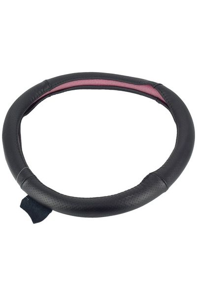 ideal STORE IdealSTORE Universal leather steering wheel cover with holes, size M 37-39cm, black color