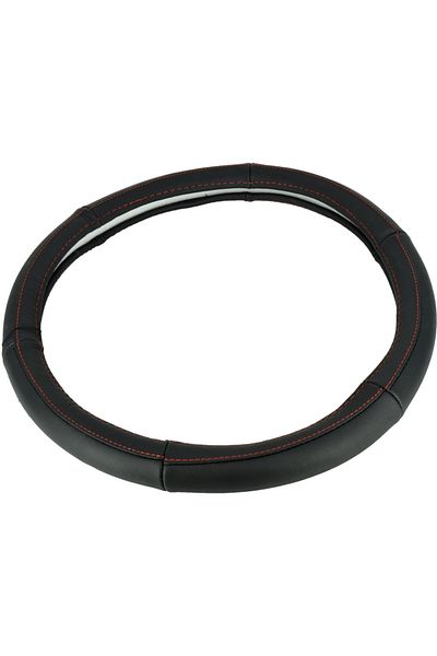ideal STORE IdealSTORE leather steering wheel cover without holes, size M, black color, Diameter 37-38 cm