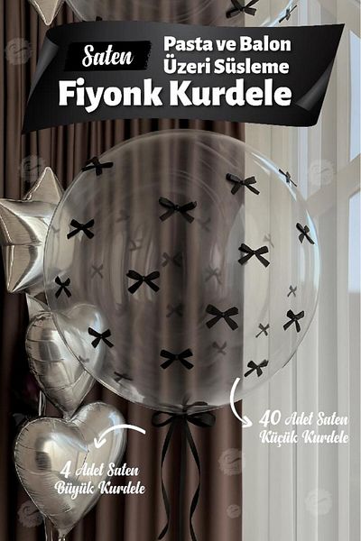 t tuğset etiket Bow Ribbon on Cake Balloon 4 Large Ribbon + 40 Small Ribbon-T1436-