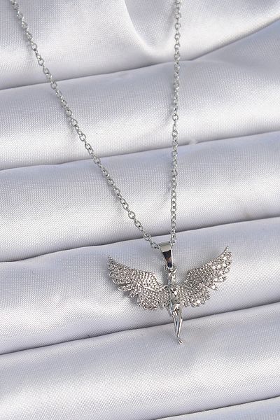 Clariss 316l سلسلة الصلب فضية اللون الزركون حجر الملاك نموذج قلادة المرأة