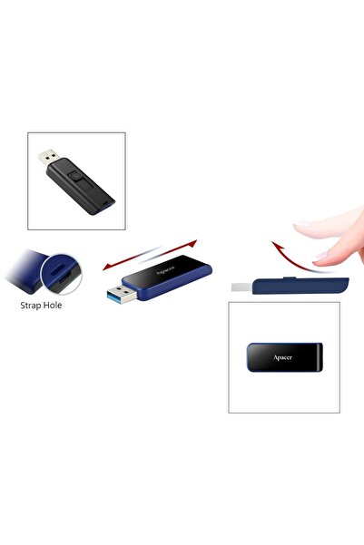 Apacer Stick de memorie USB 3.2 retractabil AH356, 64 GB, albastru cu negru