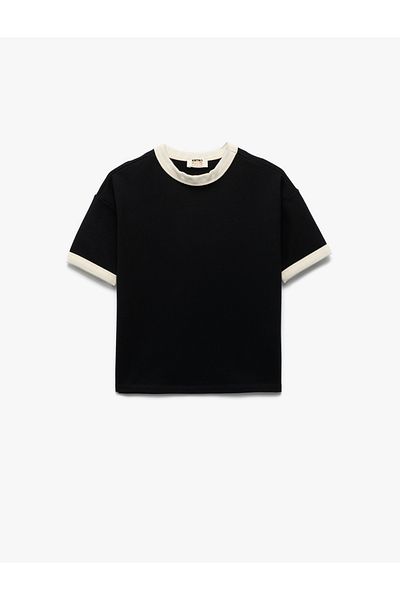 Koton Cotton Short Sleeve Ribbed Crew Neck Oversize T-Shirt