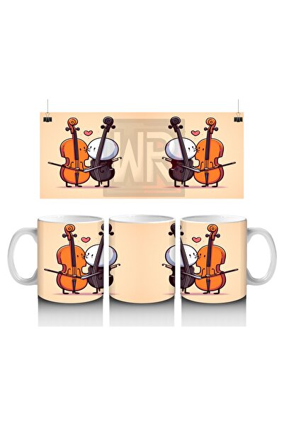 Luluyen كوب على شكل موسيقي محب للحليب للأطفال مع شخصيات ونمط التشيلو