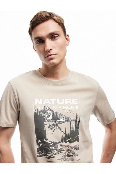 Koton Crew Neck Cotton Short Sleeve Regular Fit Printed T-Shirt