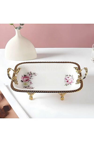 Zuccara Maison Altın Detaylı Porselen Servis Tabağı