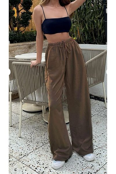 Elysira Women's Linen Blend High Waist Wide Leg Palazzo Pants