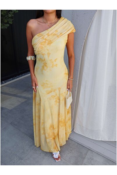 ESRAHELVACI One Shoulder Tie Dye Pattern Dress