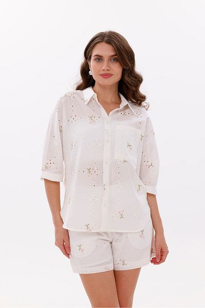 LA PANTE Floral Pattern Front Pocket Low Sleeve Shirt Side Zipper Cotton Shorts Set