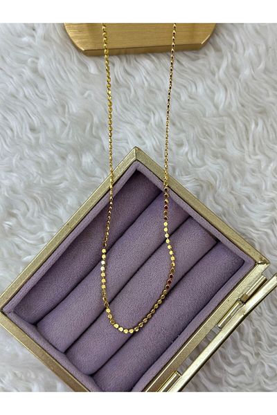 BY YASİN TOPÇU Glitter Discs Gold Color Chain Necklace (60cm)