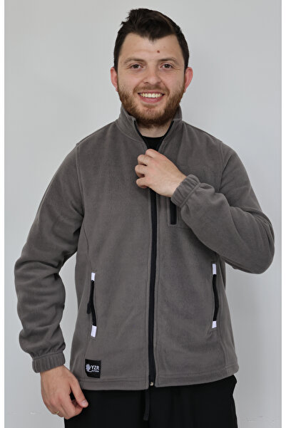 YZR OUTDOOR YZR Gri Softshell Polar Standart Tam Fermuarlı 3 Cepli Erkek Polar Hırk