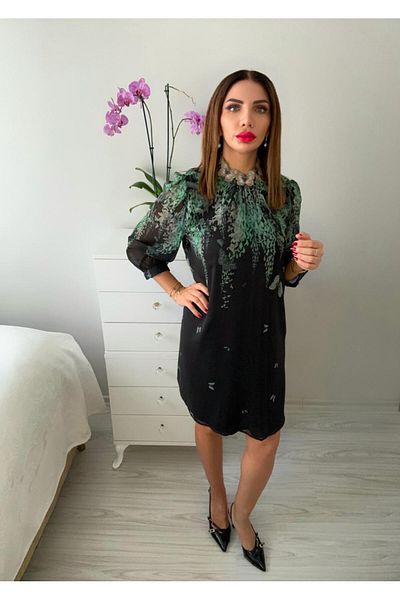 sterktekstil Women's Patterned Tulle Short Dress