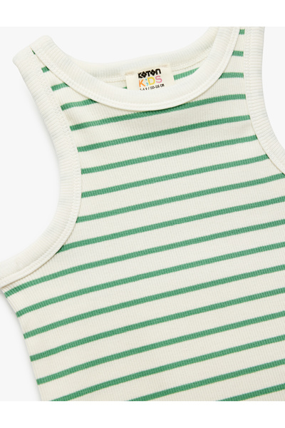 Koton Pamuklu Bisiklet Yaka Kaşkorse Çizgili Crop Atlet
