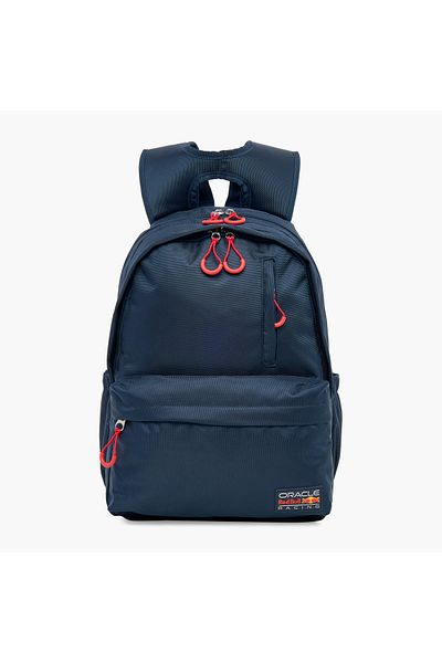 Red Bull Logo Applique Backpack with Adjustable Straps and Zip Closure - 17 inches