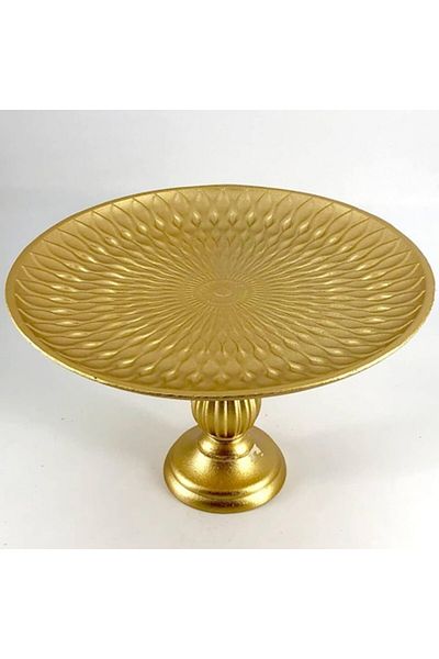 Mandala Platou decorativ cu suport, lemn, 29cm x 19cm, auriu
