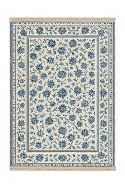 Rugs Modern Halı سجادة موسو زرقاء ورمادية بنمط الزهور وقاعدة منسوجة وديكور عص...