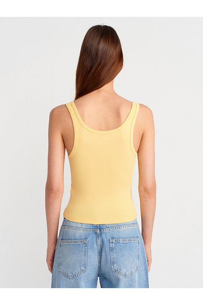 Dilvin 21158 Buttoned Strap Top-Yellow