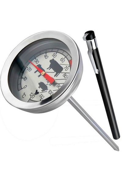 ideal STORE idealSTORE Metal Food Thermometer for Meat, Dimensions 11x5, 2 cm, Analogue, Includes a Rod