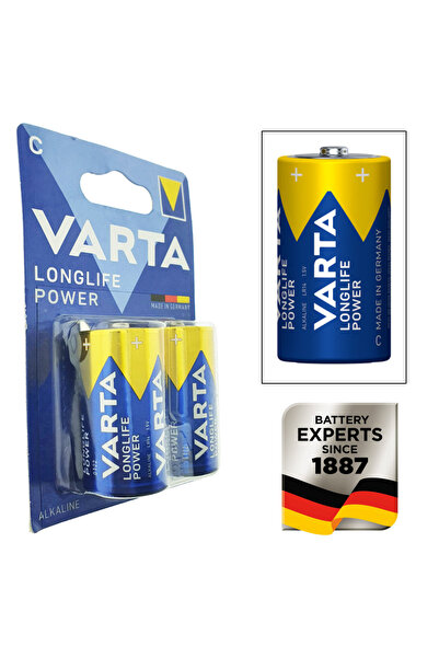 Varta Set de 2 baterii alcaline LR14, Varta Longlife Power C, 1.5V, în blister
