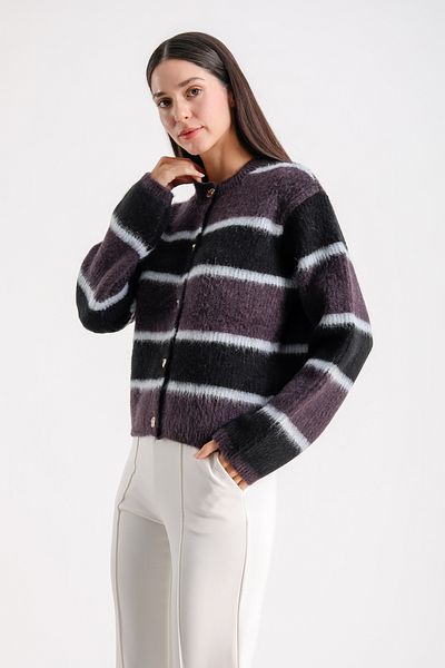Barbara Baileys Buttoned Striped Women's Cardigan