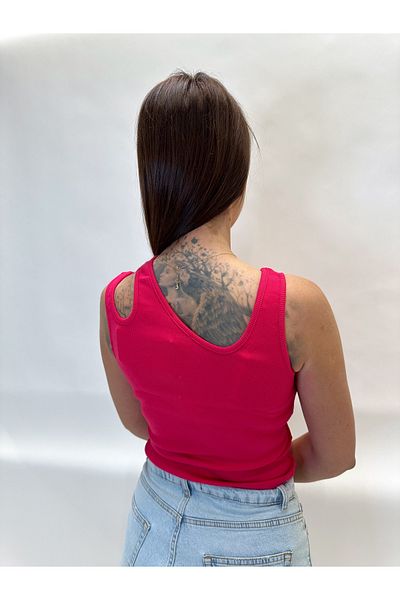 IFASTFASHION Ribbed cotton top with decorative cutouts on the shoulders