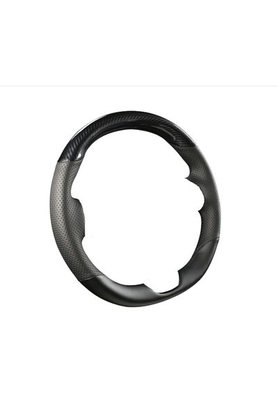 ideal STORE IdealStore steering wheel cover, perforated leather, Size M, Carbon black color with red stitching