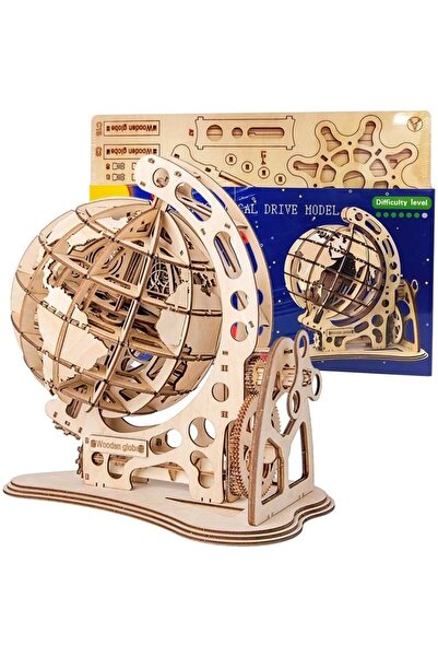 Star Master Set de Construit din Lemn, Macheta 3D, Mecanic, Copii si Adulti, 172 piese, Globul pamantesc, 14 ani