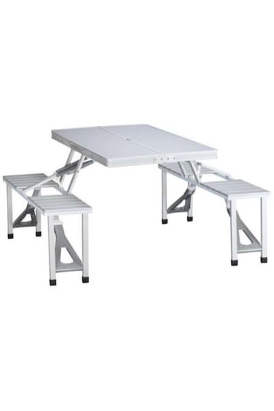 OEM Masă și scaune pliabile din aluminiu pentru 4 persoane, perfecte pentru picnic și camping, argintii