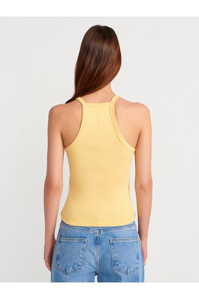 Dilvin 21106 Button Detailed Strap Undershirt-Yellow