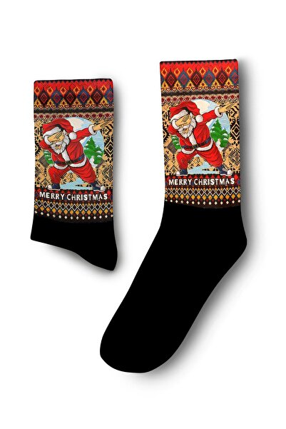Genel Markalar Dab Noel Baba Yeni Yıl Desenli Noel Yılbaşı Çorabı - Unisex