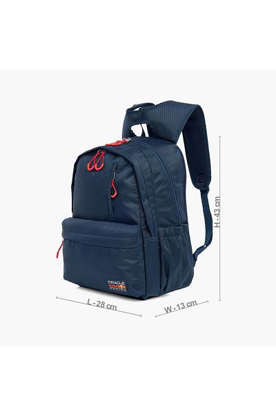 Red Bull Logo Applique Backpack with Adjustable Straps and Zip Closure - 17 inches